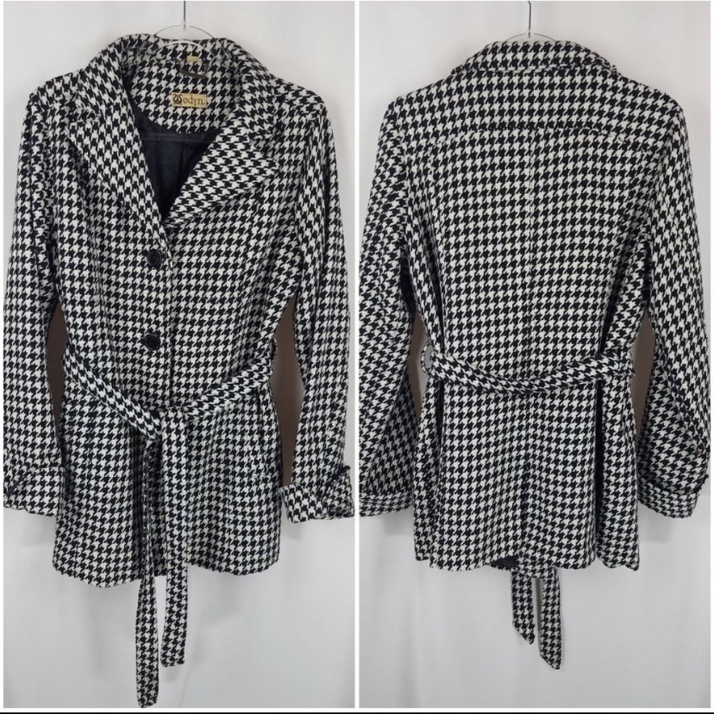 Odyn coat wool blend herringbone black/white XL